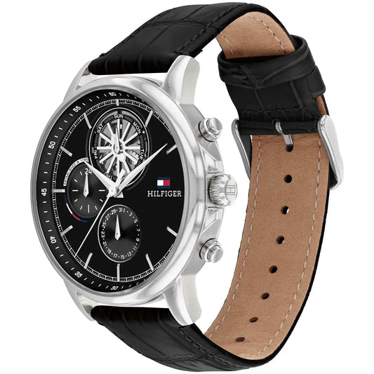TOMMY LEATHER BLACK - مينا سوداء - كرونوغراف