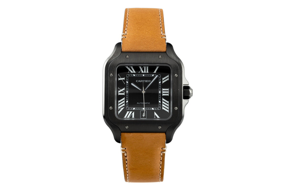 CARTIER SANTOS - LEATHER HAVAN - مينا سوداء - MQ