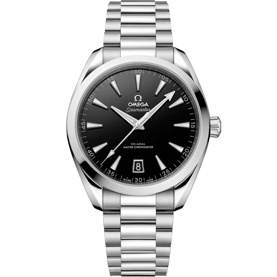 أوميغا أكوا تيرا ميتال فضية سوداء