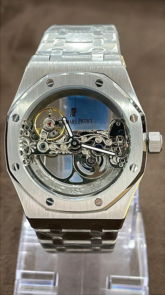 ساعة AP Royal Oak SKELETON OPEN WORKED (فضية) - MQ