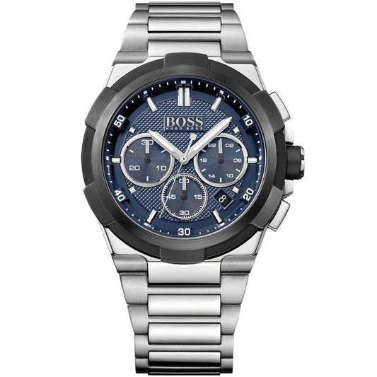 BOSS SILVER METAL - BLUE DIAL - BLUE FRAME - كرونوغراف
