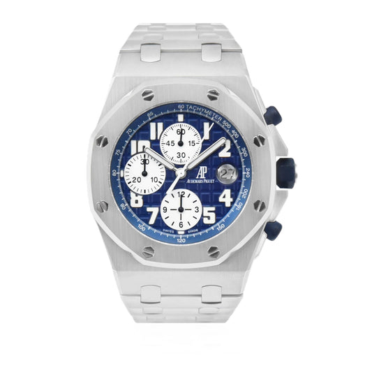 AP OFFSHORE SILVER METAL - BLUE DIAL - WHITE CRONOGRAPH