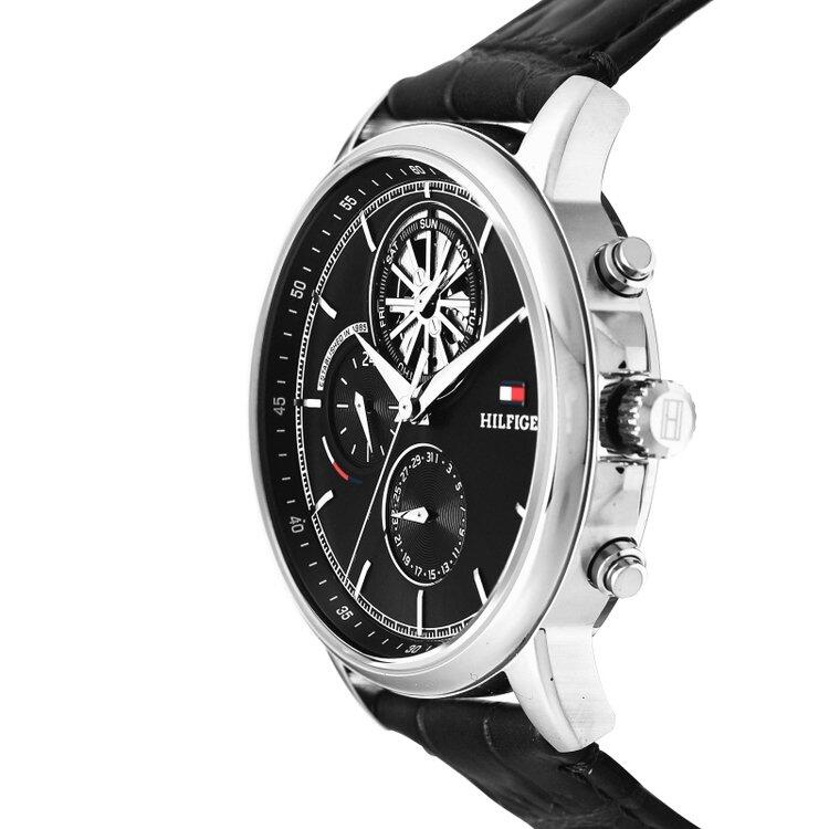 TOMMY LEATHER BLACK - مينا سوداء - كرونوغراف 