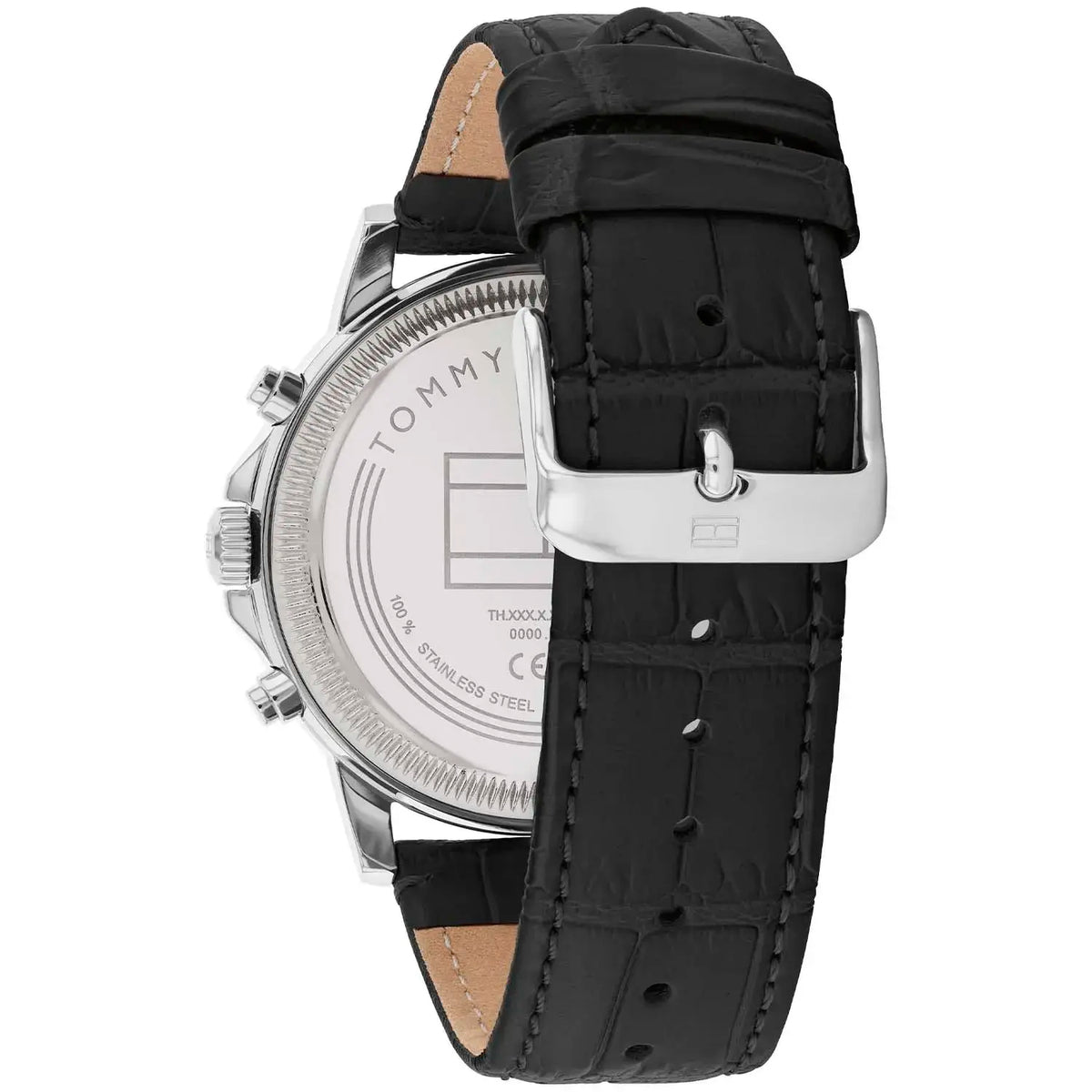 TOMMY LEATHER BLACK - مينا سوداء - كرونوغراف 