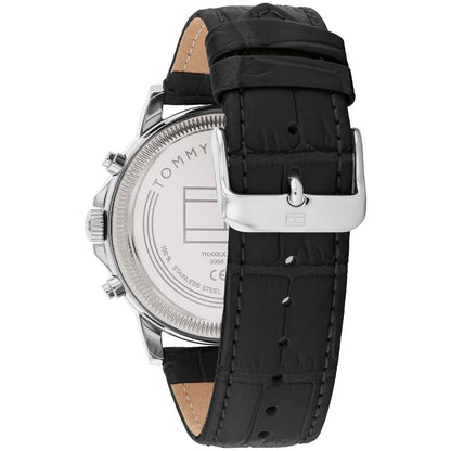 TOMMY LEATHER BLACK - مينا سوداء - كرونوغراف 