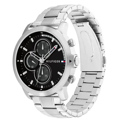 TOMMY METAL SILVER - BLACK DIAL - CHRONOGRAPH